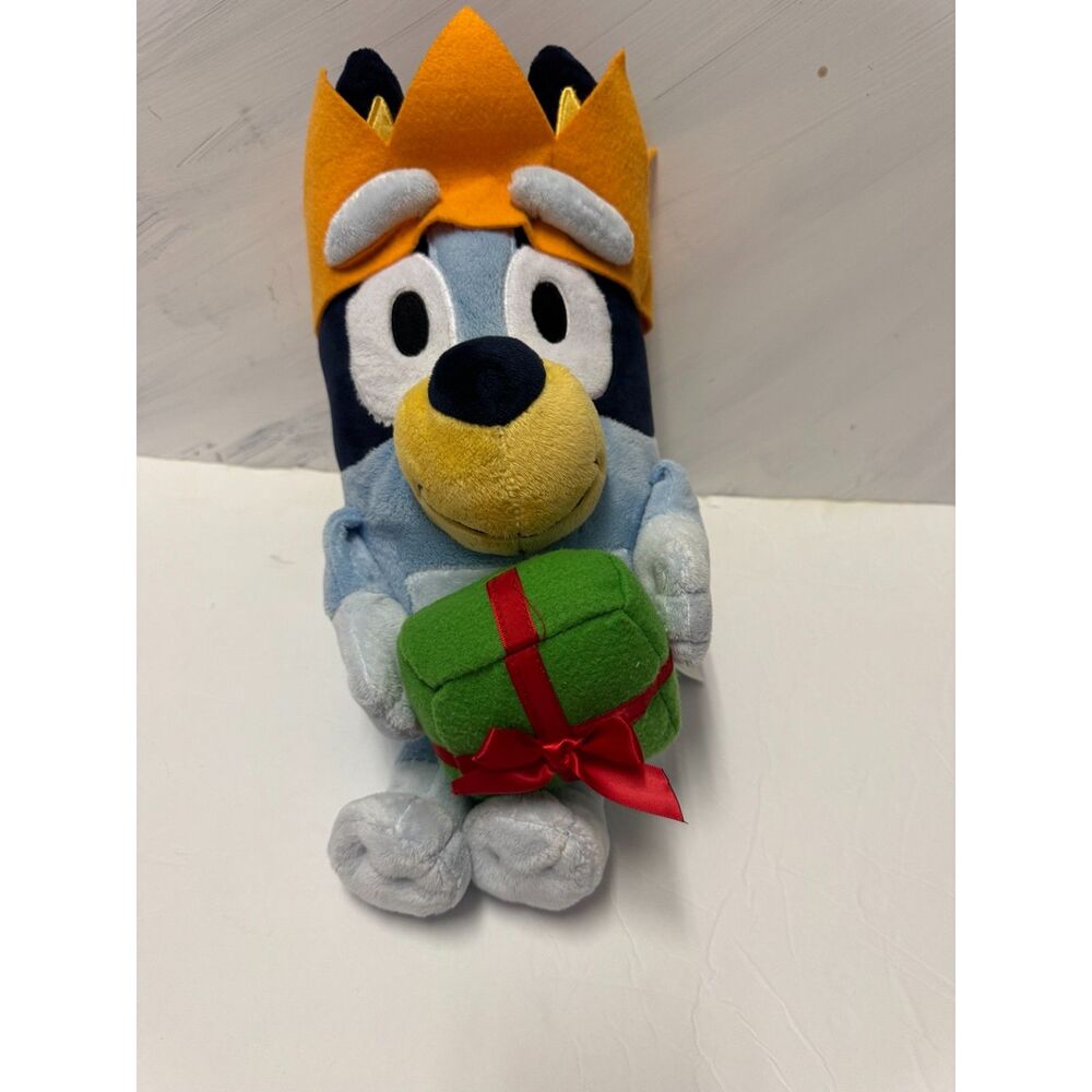 Bluey Christmas Plush Crown Present Stuffed Animal Holiday Kids TV Character Toy